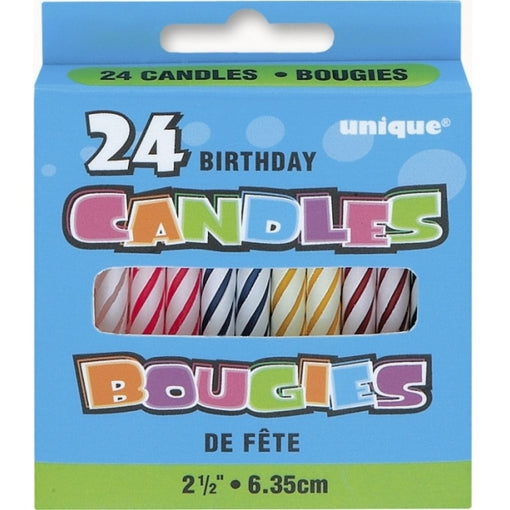 2.5'' Multicolor Spiral Birthday Candles - 24 Pcs Pack