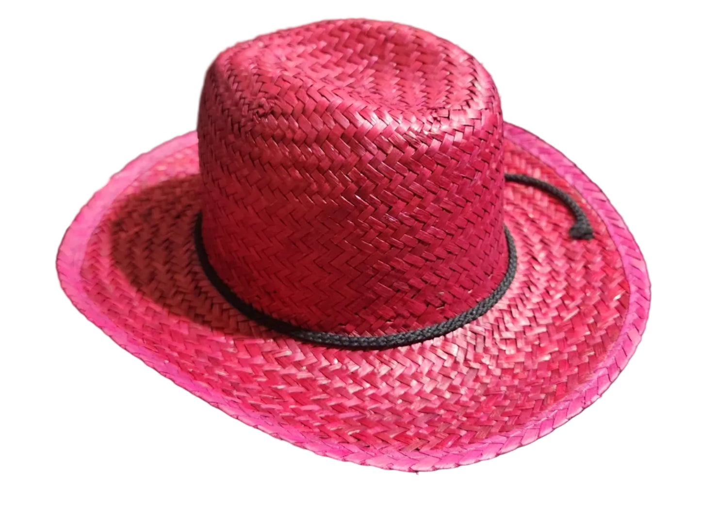 Chapeau de paille paysan rouge