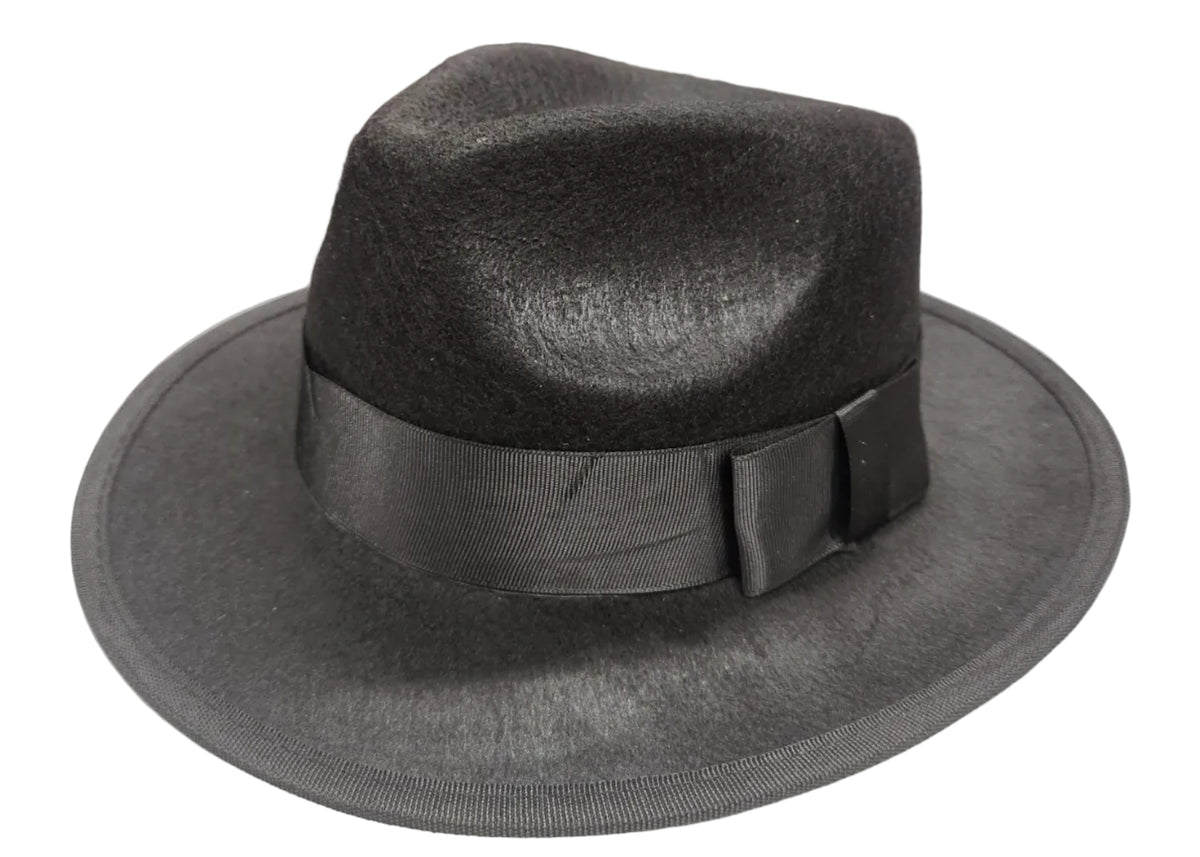 Black Fedora Hat With Black Ribbon
