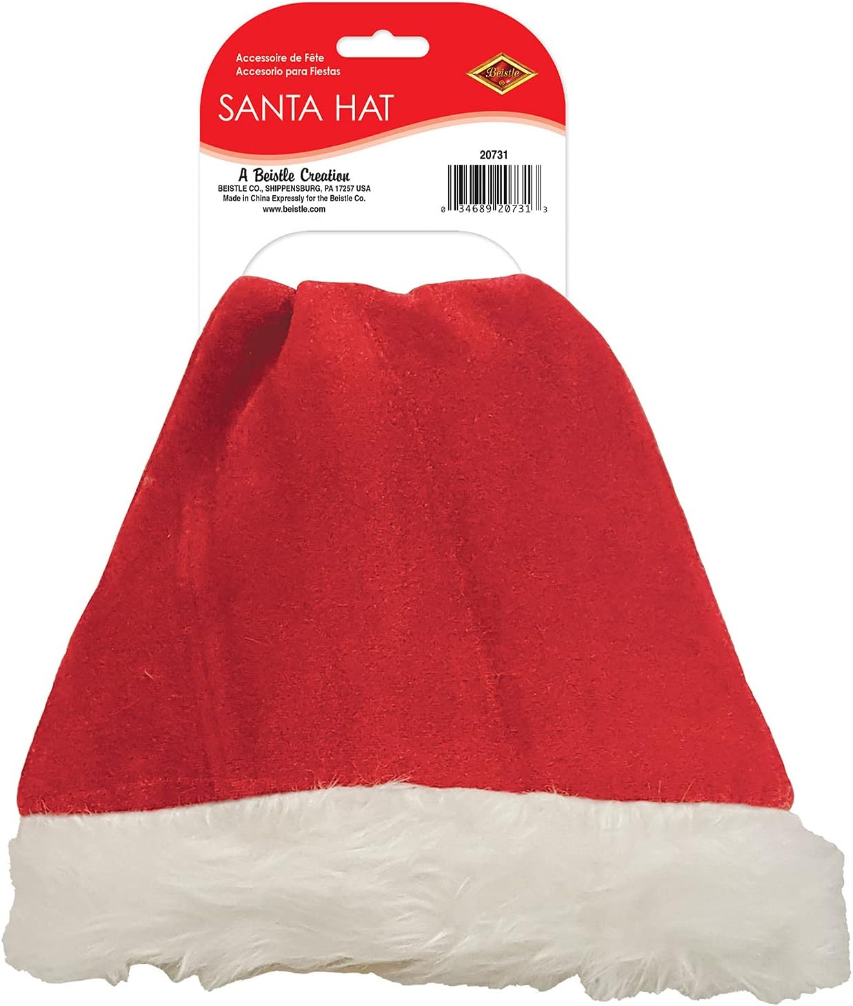 Velvet Santa Hat With Plush Trim