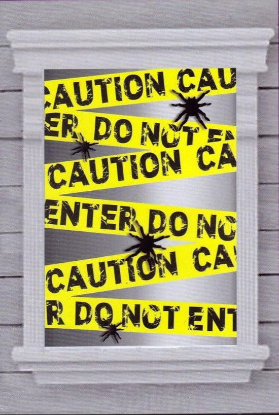 Window Cover - Caution Tape & Spiders 2 Pieces