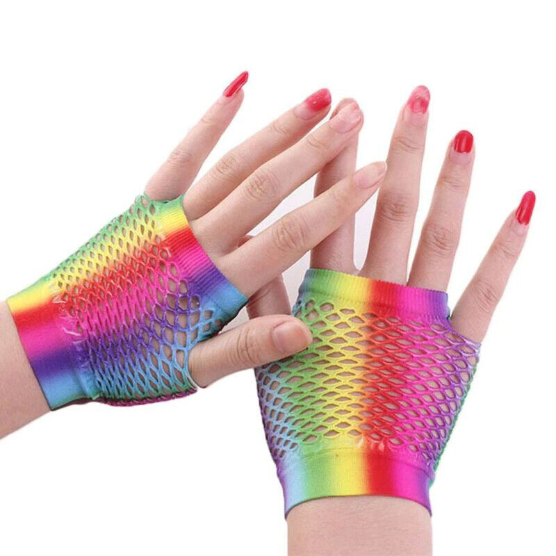 80's Rainbow Fingerless Gloves