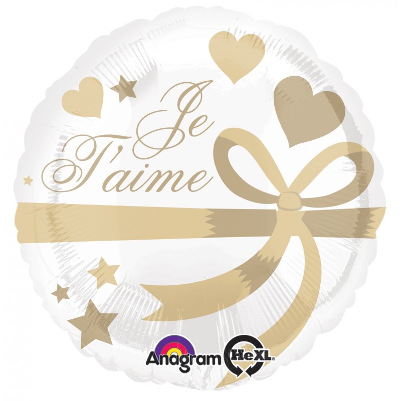M. 18" Je T'aime enveloppé d'un ballon doré