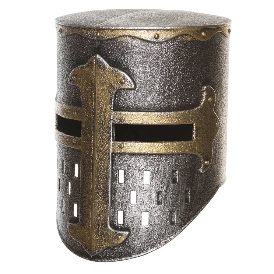 Medieval Crusader Bucket Helmet - Cross