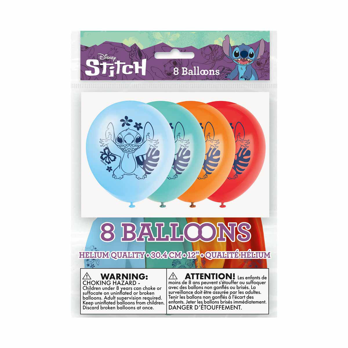Latex Balloons 8 Pack - Stitch