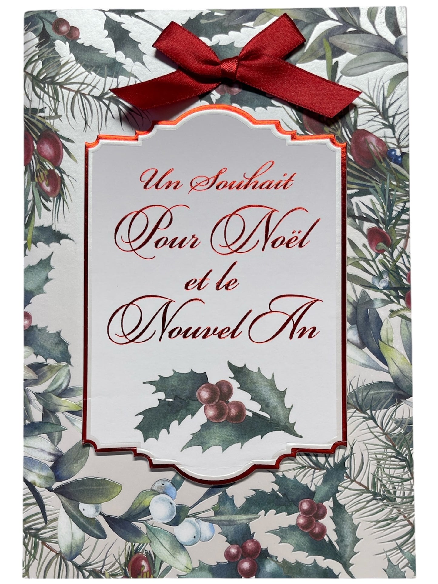 Carte De Souhait - Un Souhait Pour Noël Et Nouvel An Boucle Rouge