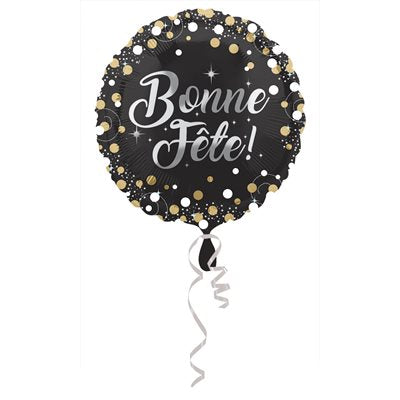 M.28" Bonne Fête Pois Fond Noir Jumbo