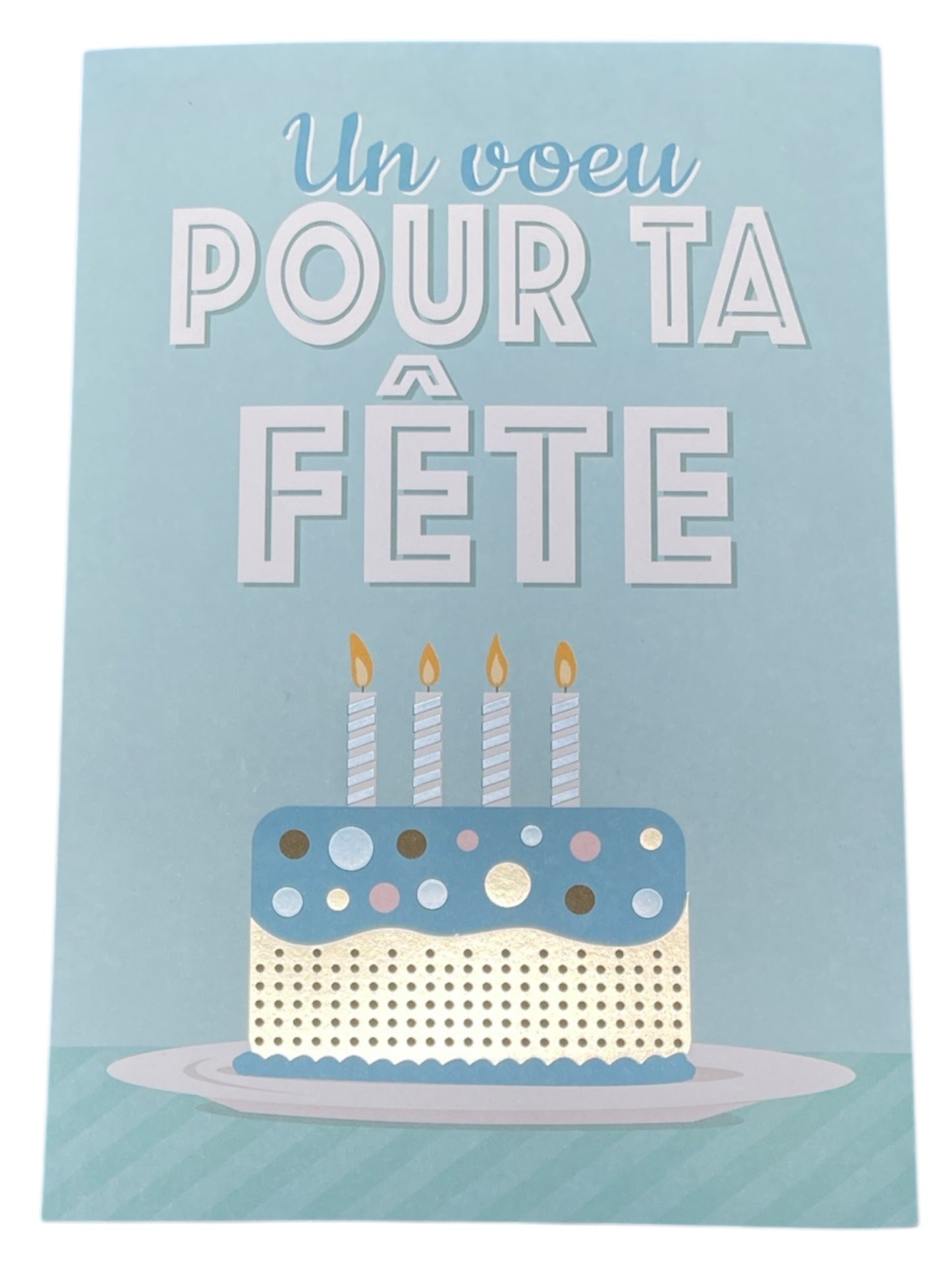 Carte De Souhait - Un Voeu Pour Ta Fête Bleu Pastel