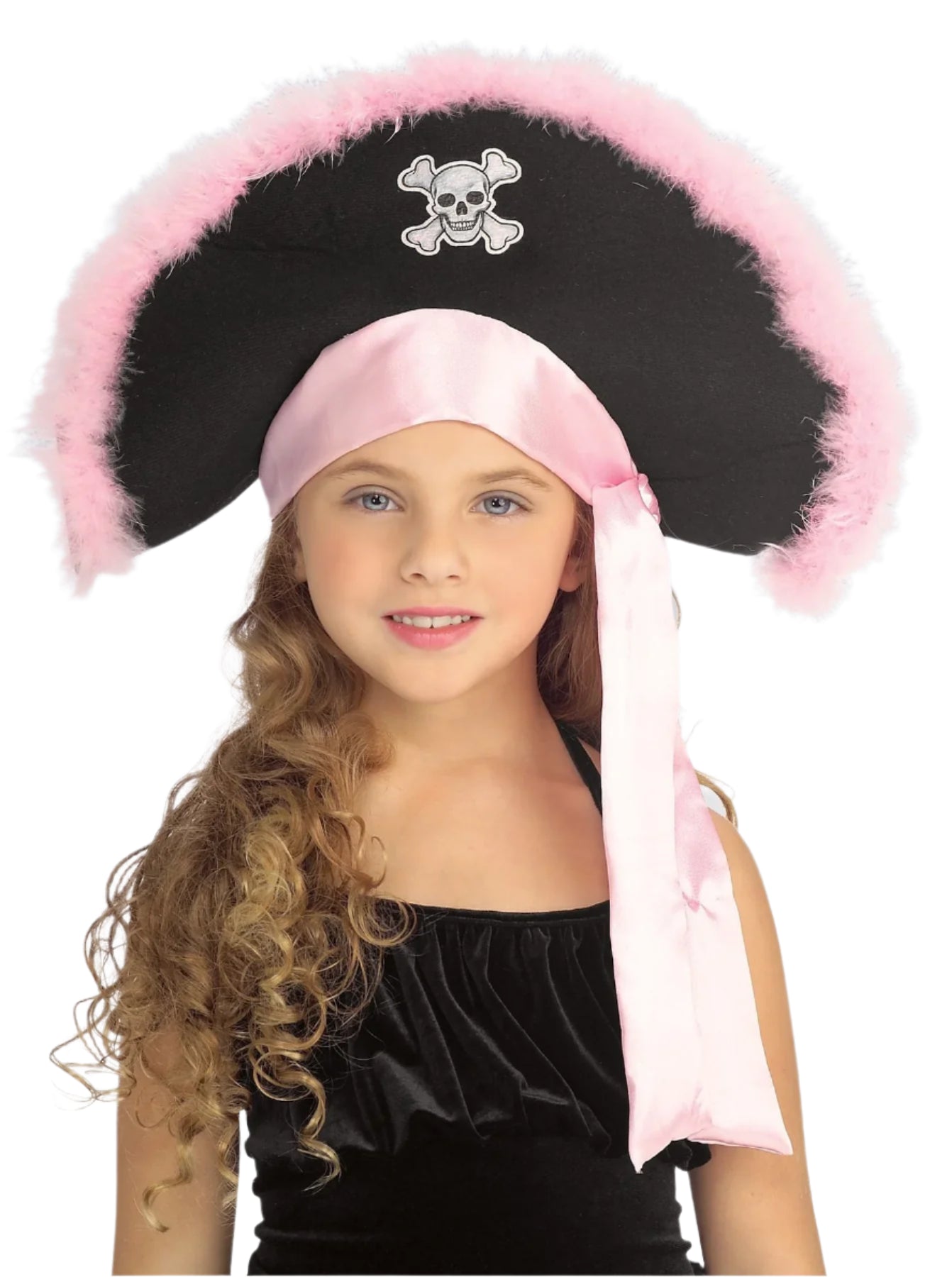Chapeau de pirate marabout rose rubis