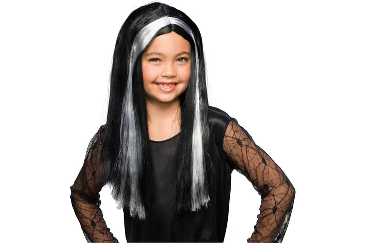 Black Witch Wig With White Locks Children Wig