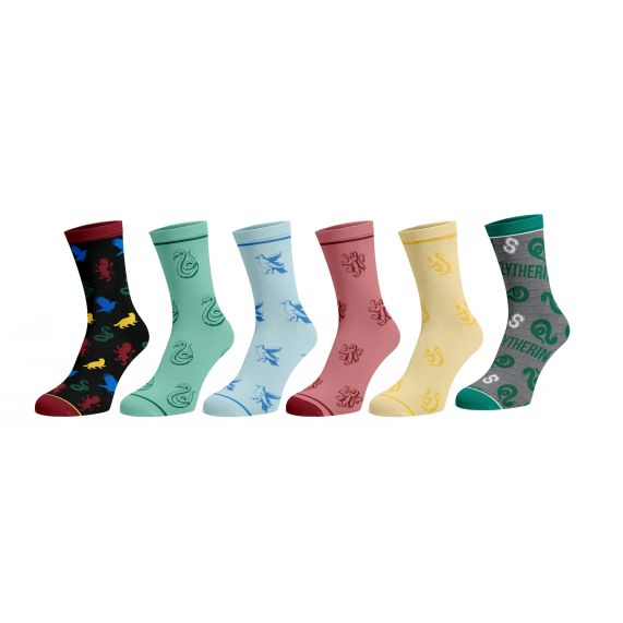 Chaussettes hautes combinées Maisons de Poudlard (6 paires) - Harry Potter