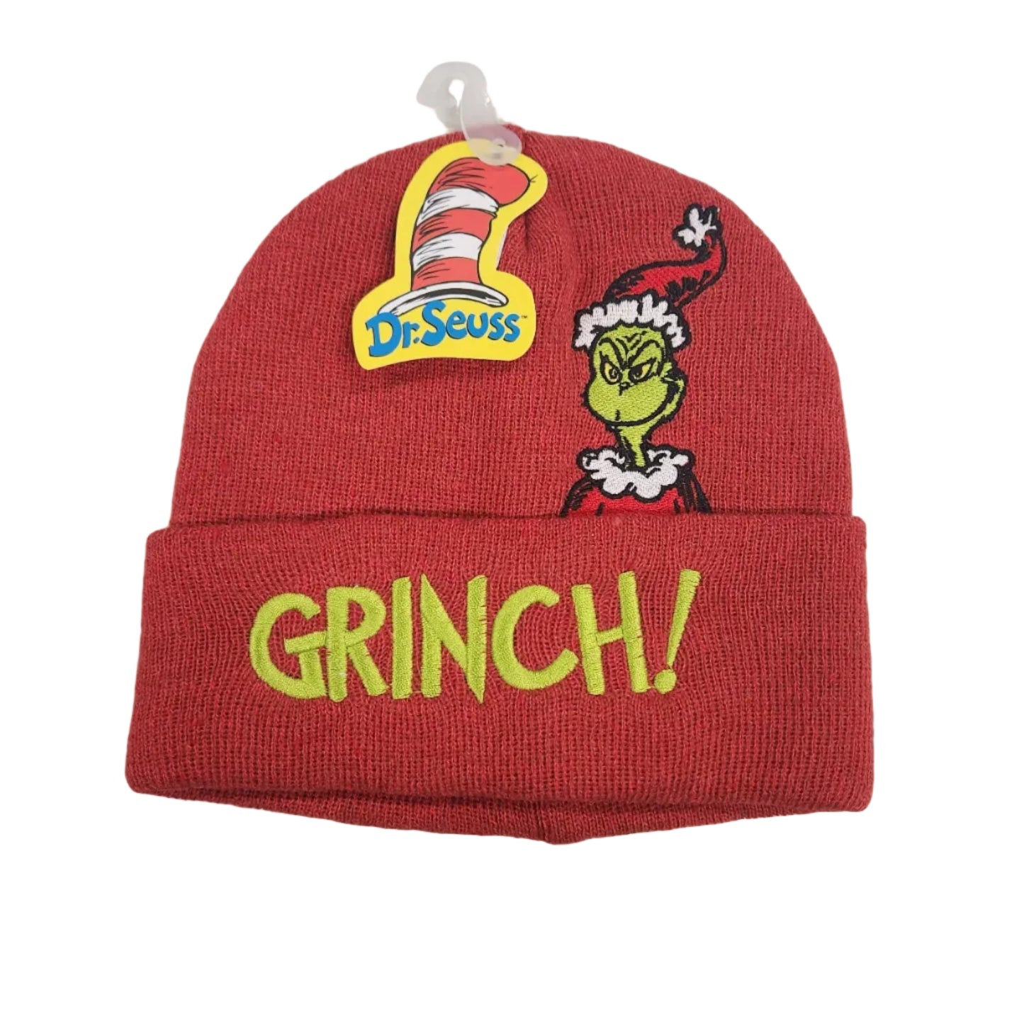 Bonnet en tricot acrylique chiné avec broderie couronne Grinch Peek-A-Boo - Le Grinch