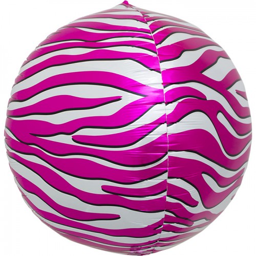 Ballon sphérique en aluminium M. 17" en forme de zèbre