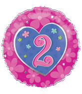 M. 18" Numbers Pink Flowers Birthday Balloons