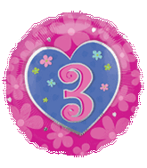 M. 18" Numbers Pink Flowers Birthday Balloons