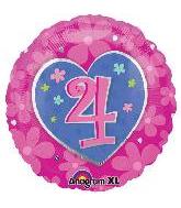 M. 18" Numbers Pink Flowers Birthday Balloons