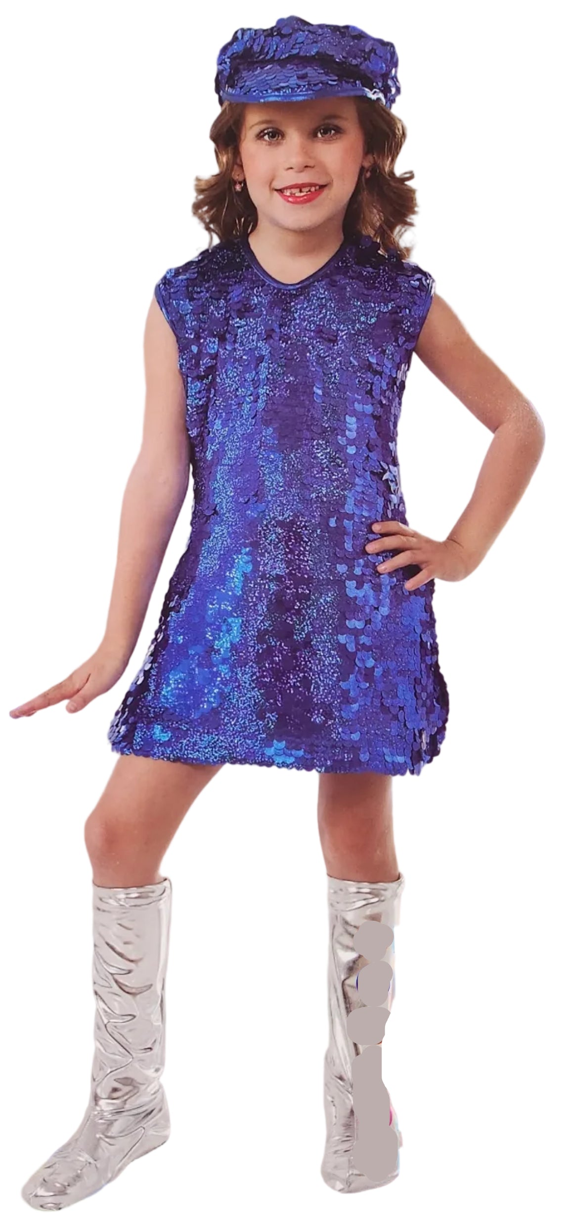 Robe bleue Mod Girl se sentant groovy