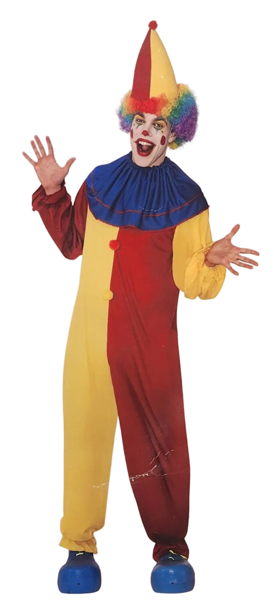 Combinaison de clown bicolore rouge/jaune - Costume adulte