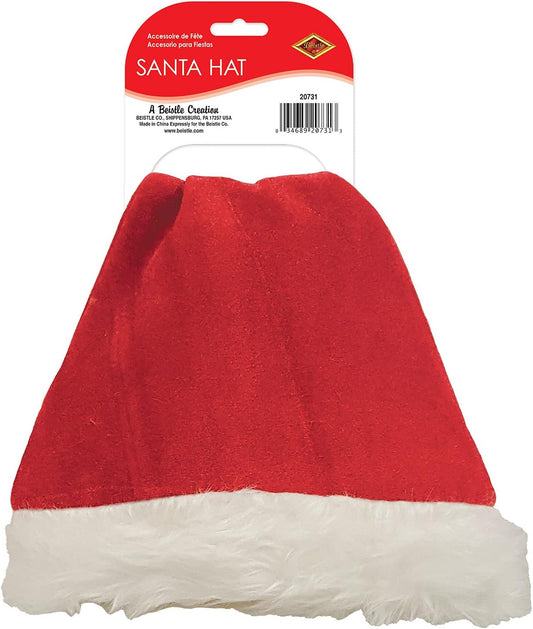 Velvet Santa Hat With Plush Trim