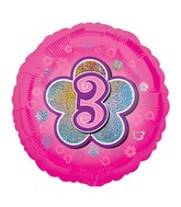 M. 18" Numbers Pink Hearts Birthday Balloons