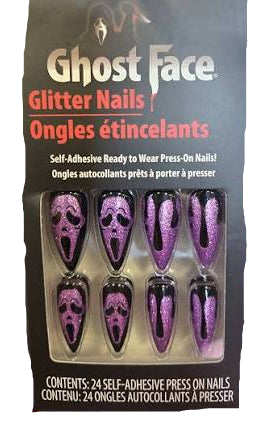 Ghostface Glitter Fake Nails