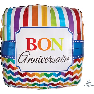 M. 18" Square Bon Anniversaire