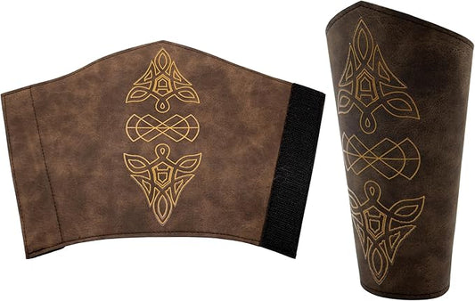 Faux Leather Arm Cuffs With Celtic Design