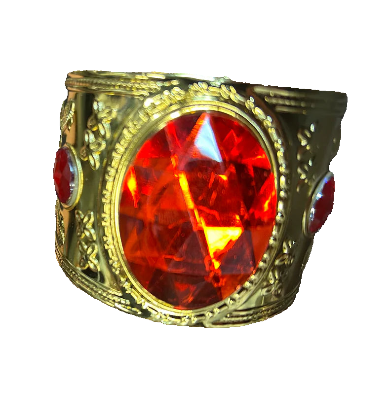 Gold Metal Bracelet With Red Jewel