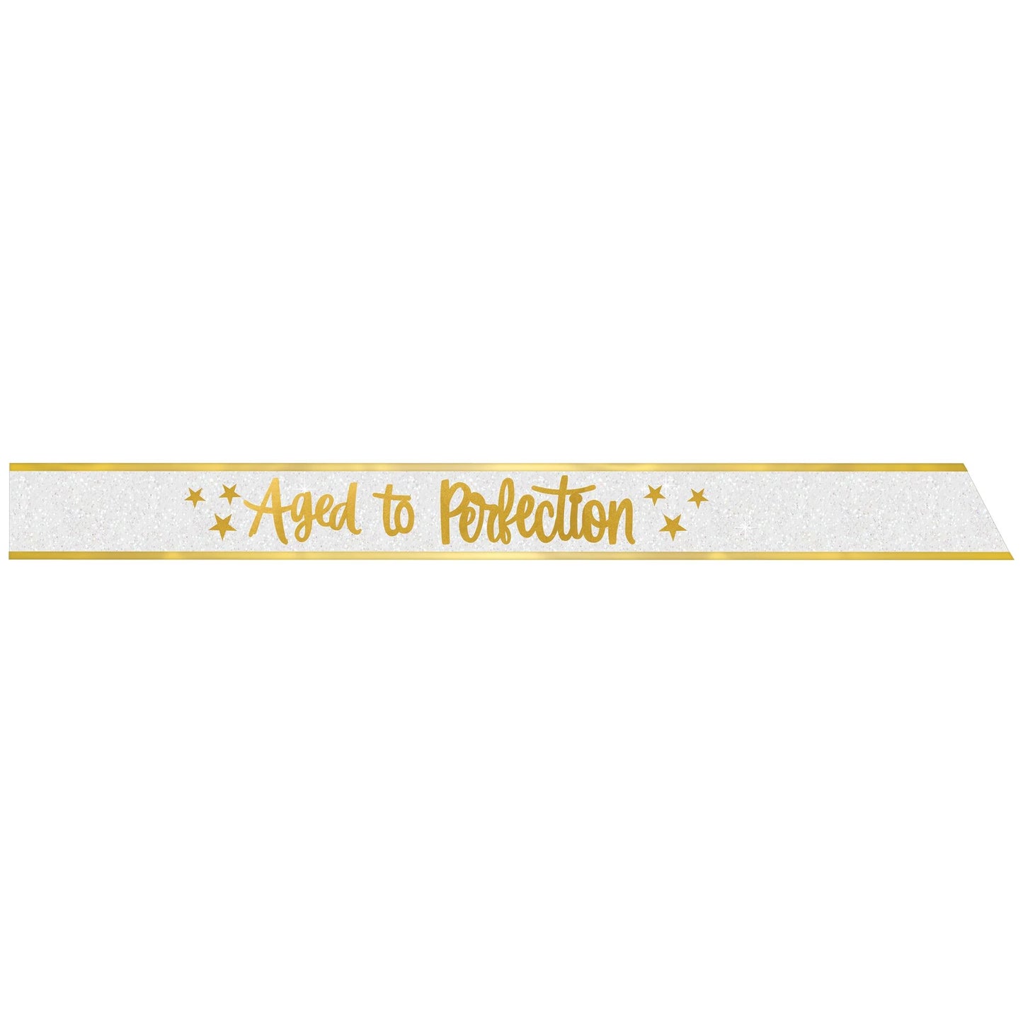 Golden Age "Aged to Perfection" White And Gold Glitter Sash