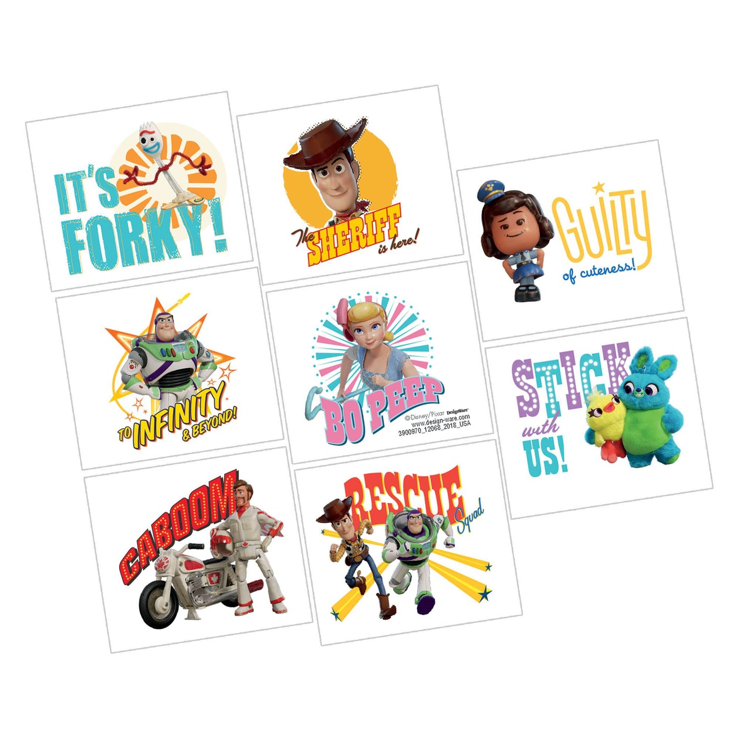 Toy Story 4 Tattoos - 8 Piece Pack