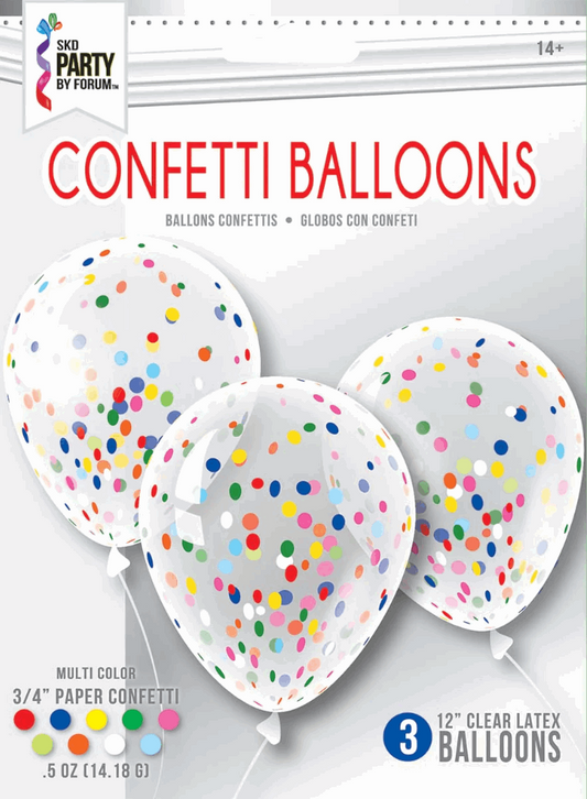 Confetti Balloon Multi - 3Pk