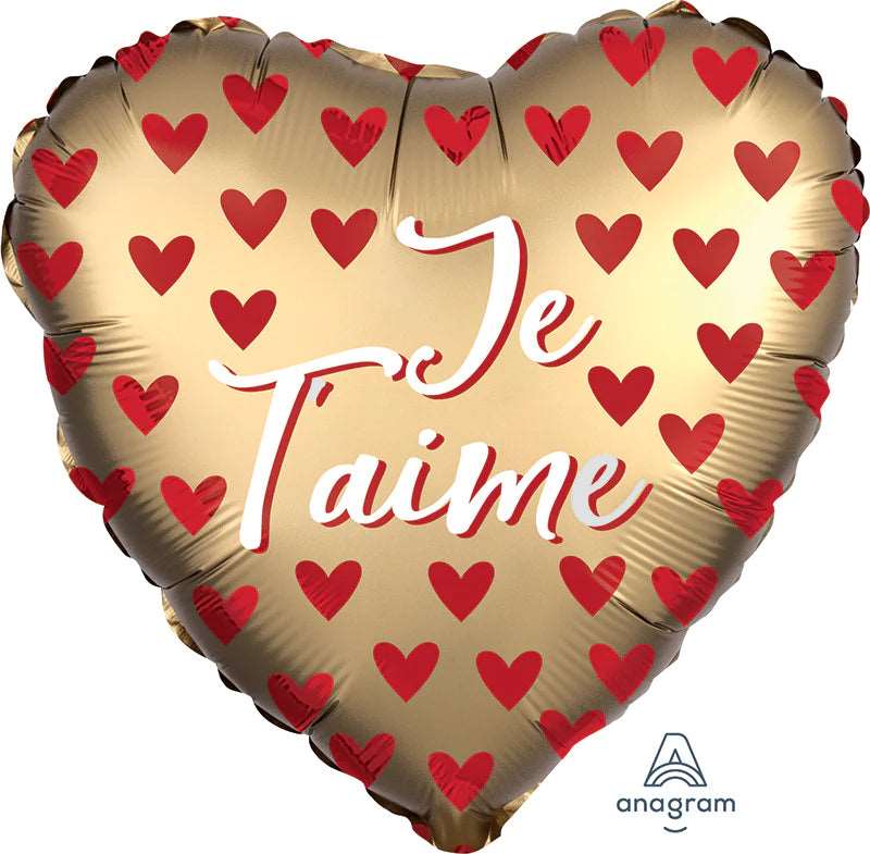 M.18'' Je t'aime Satin Coeur Rouge