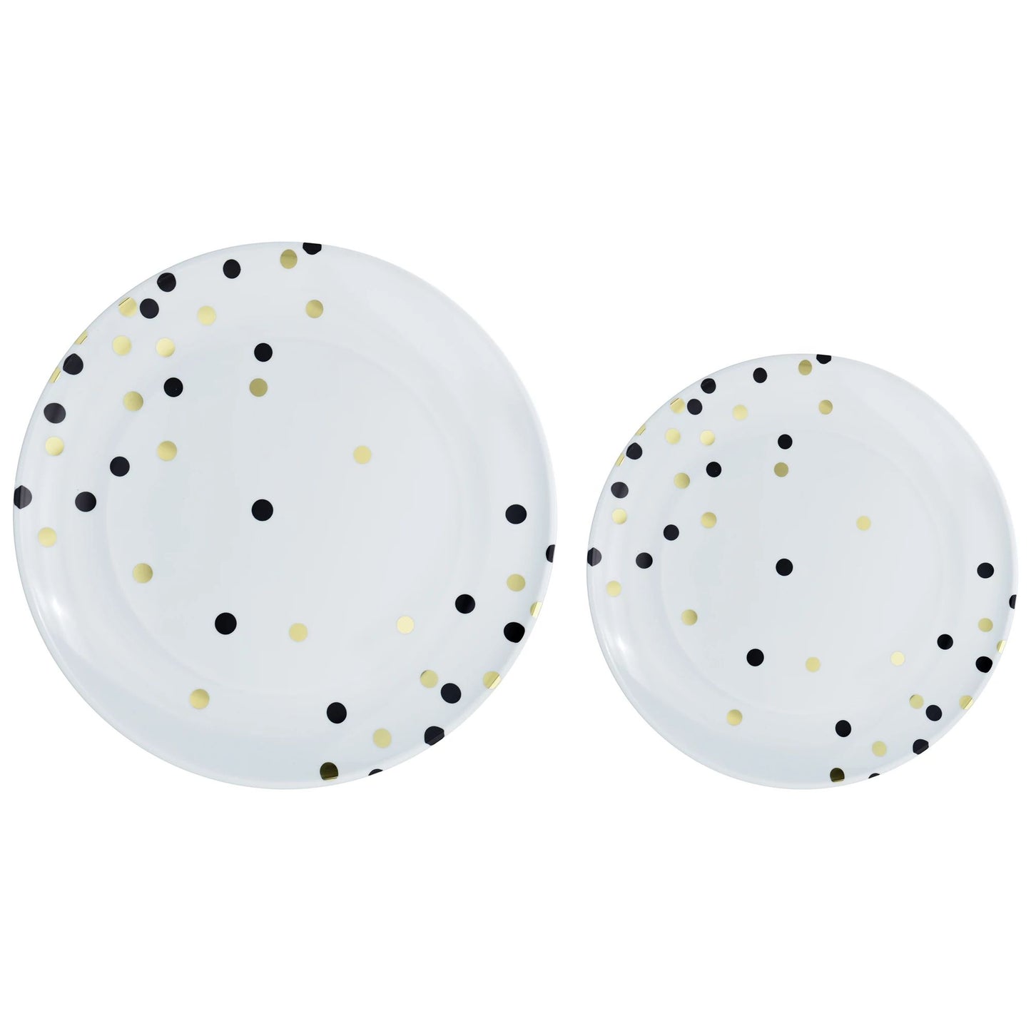 Sturdy Plastic 2 Sized Plates - Party's Solid Colors Dotted