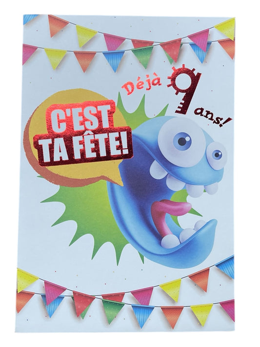 Carte De Souhait - Fête 9 Ans