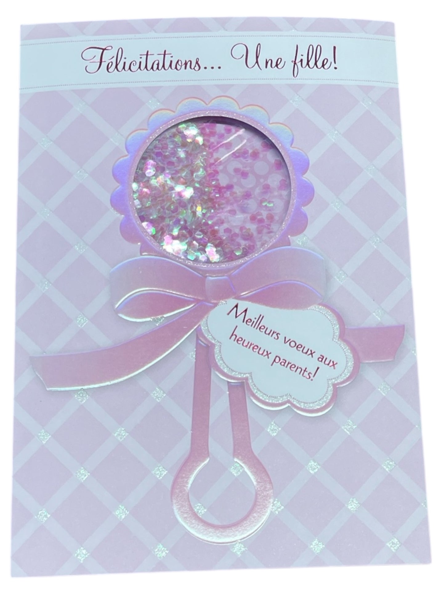 Carte De Souhait - Félicitation, C'est une Fille! Confettis