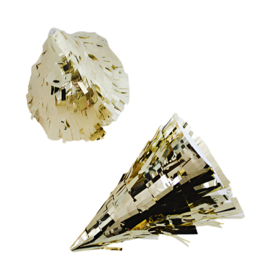 4 Mini Gold Foil Fringe Party Hats