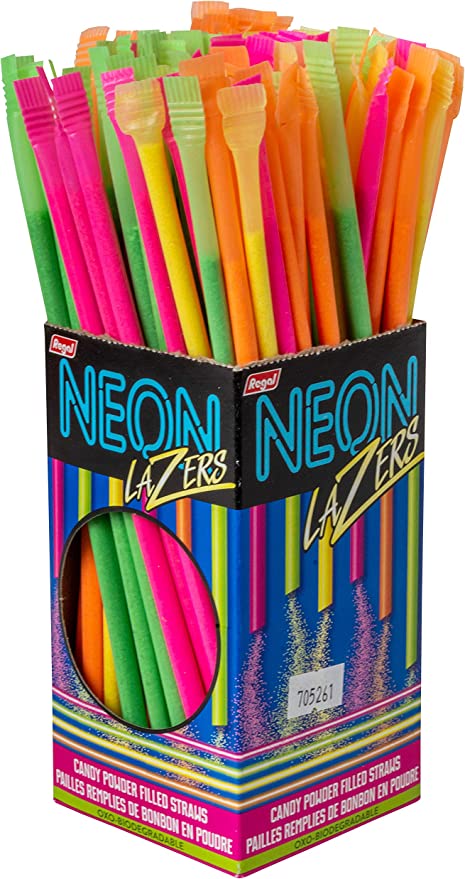 Candy Powder Filled Straws - Neon Lazers