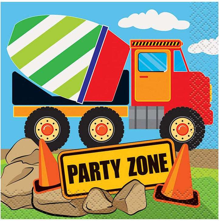 Construction Truck Birthday Napkin - Beverage Napkin 10''