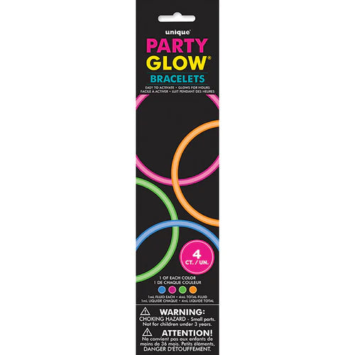 Party Glow Bracelets 8'' - 4 Pack