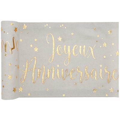 Chemin De Table Joyeux Anniversaire Métallisé