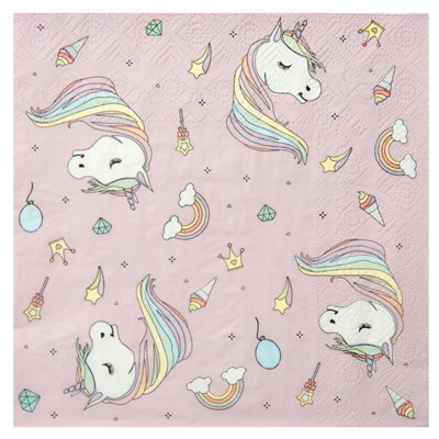 Serviette Licorne Rose