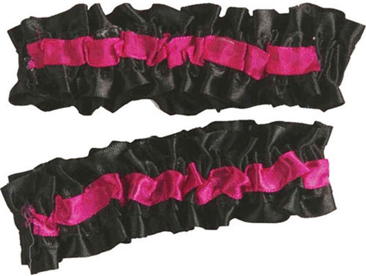 Années folles 20's 2 Jarretières / Brassards Rose et Noir