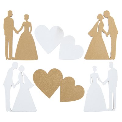 Assorted Wedding Wood Decoration White/Gold