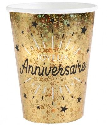 Holographic Cups Joyeux Anniversaire - 9oz Cups