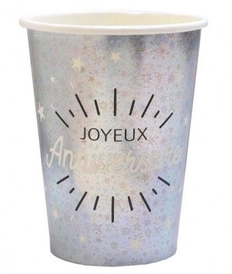 Holographic Cups Joyeux Anniversaire - 9oz Cups