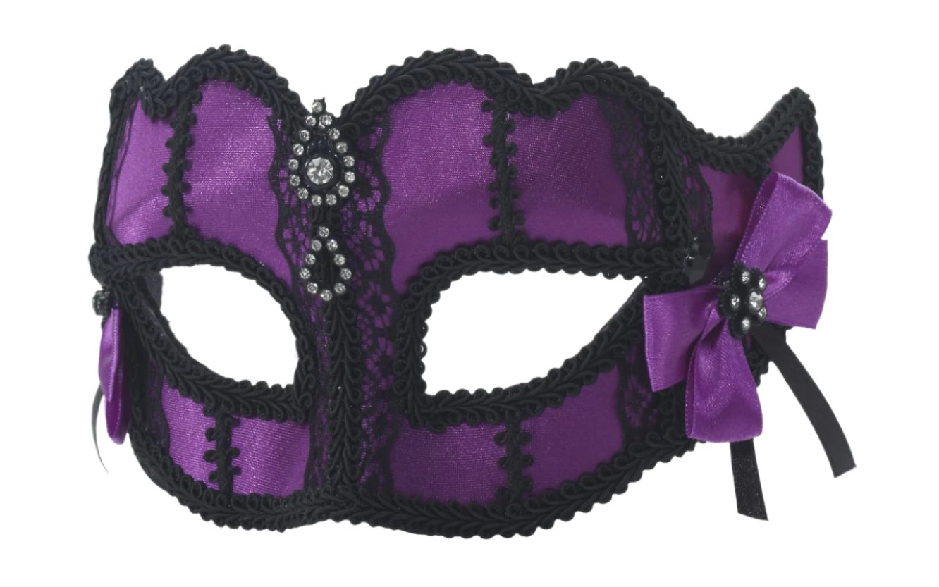 Purple Venitian Masquerade Glasses Half Mask