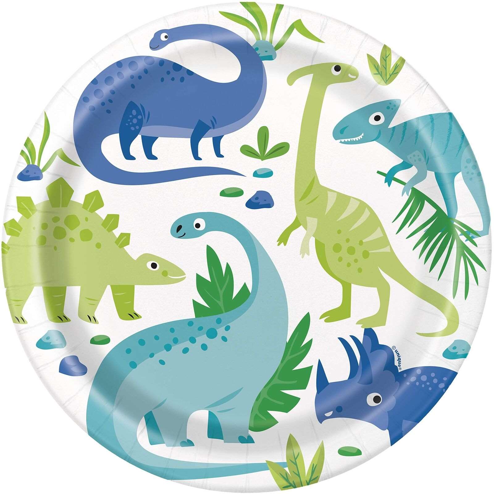 Blue And Green Dinausaur Plates - Dinner Plates 9''