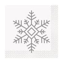 Silver Snowflake Napkin - Beverage Napkins 10''