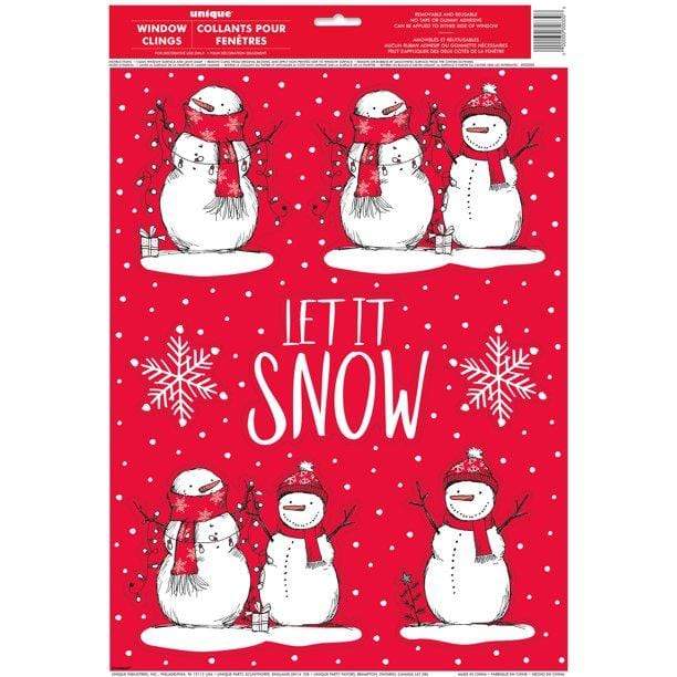 Red Stripe Snowman Window Sticker