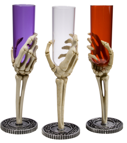 Plastic Skeleton Hand Flute Glasses Assorted